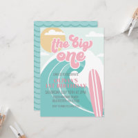 The Big One Pink Beach Birthday Invitation