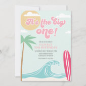 The Big One Pink Beach Birthday Invitation (Devant)