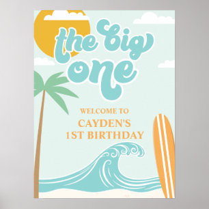 The Big One Surf Beach 1e Verjaardag Welkom Poster