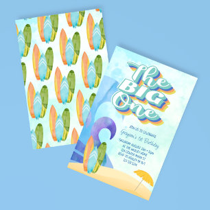 The Big One Surf Beach Eerste Verjaardag Kaart