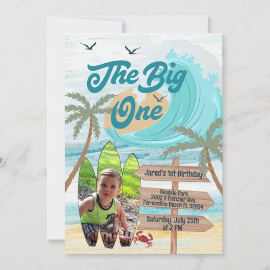 The Big One Surf Custom Photo Big Wave Surfboard Kaart (Voorkant)