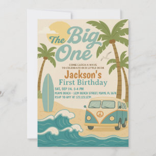 The Big One Surfing 1st Birthday Uitnodiging voor