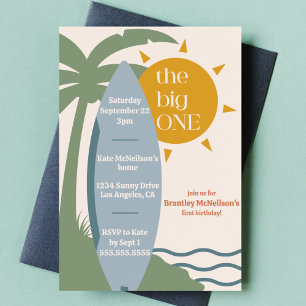 "The big ONE" Surfing Beach 1e verjaardagsfeestje Kaart