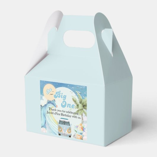 The Big One Surfing Retro Eerste Verjaardagsfeest Bedankdoosjes (Voorkant Zijde)