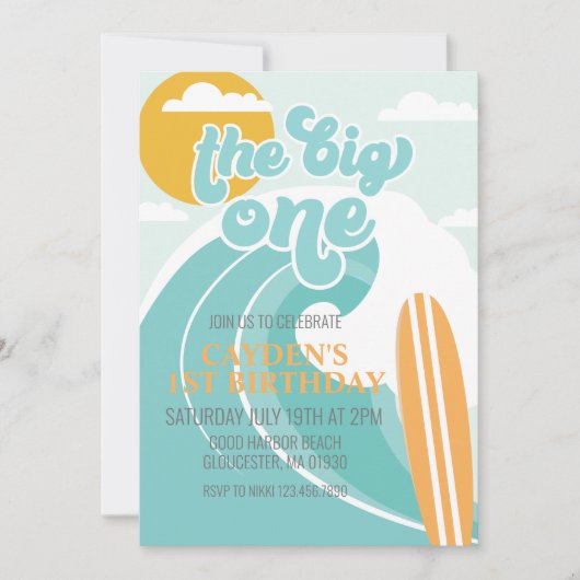 The Big One Wave Beach Anniversaire Invitation (Devant)