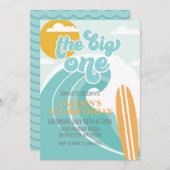 The Big One Wave Beach Anniversaire Invitation (Devant / Derrière)