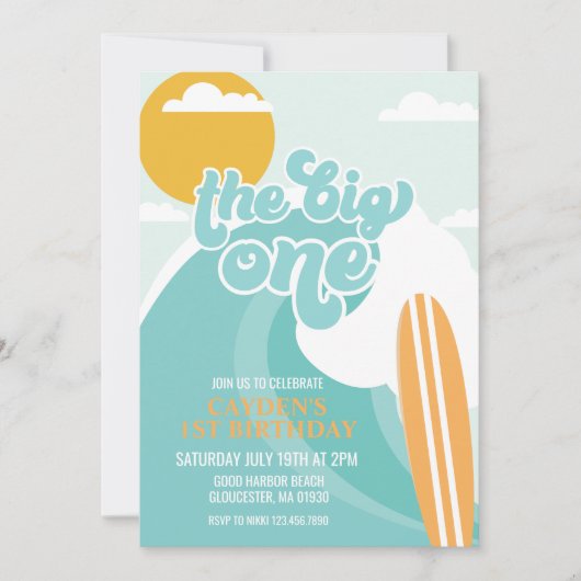 The Big One Wave Beach Anniversaire Invitation (Devant)