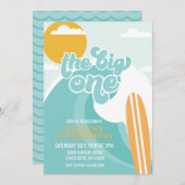 The Big One Wave Beach Anniversaire Invitation (Devant / Derrière)