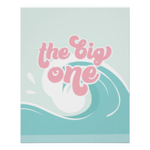 The Big One Wave Roze Strand Verjaardag Perfect Poster