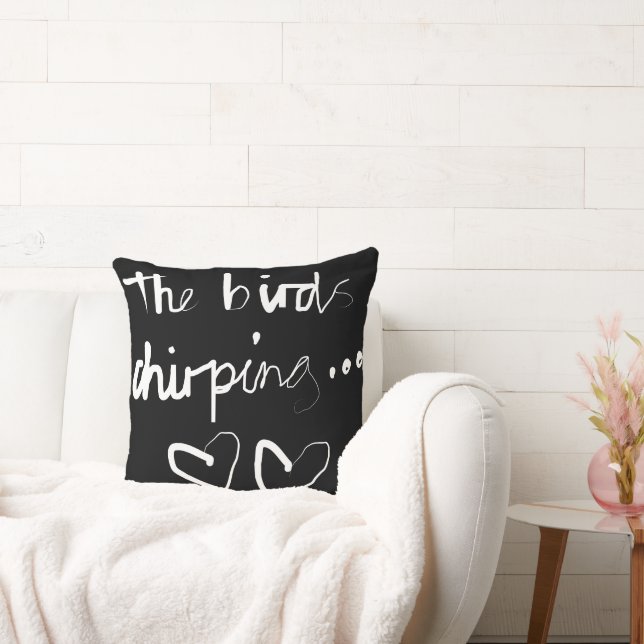The Bird’s Chirping - Zwart Wit Sierkussen (Bank)