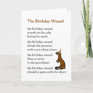The Birthday Weasel - een grappig verjaardagsgedic Kaart