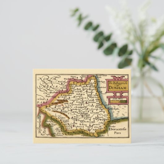 The Bishopprick of Durham County, Engeland Kaart b (Staand voorkant)