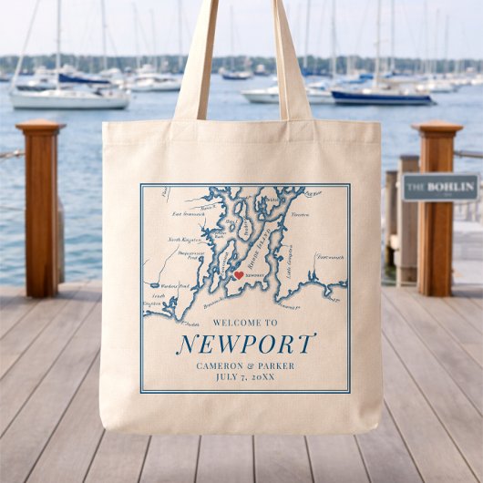 The Bohlin Wedding Welcome Tote Bag Newport RI Map