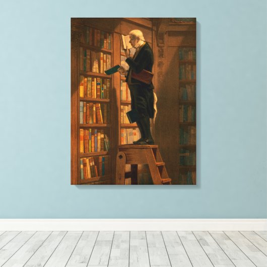 The Bookworm, 1861, door Carl Spitzweg Canvas Afdruk (Insitu (Houten vloer))