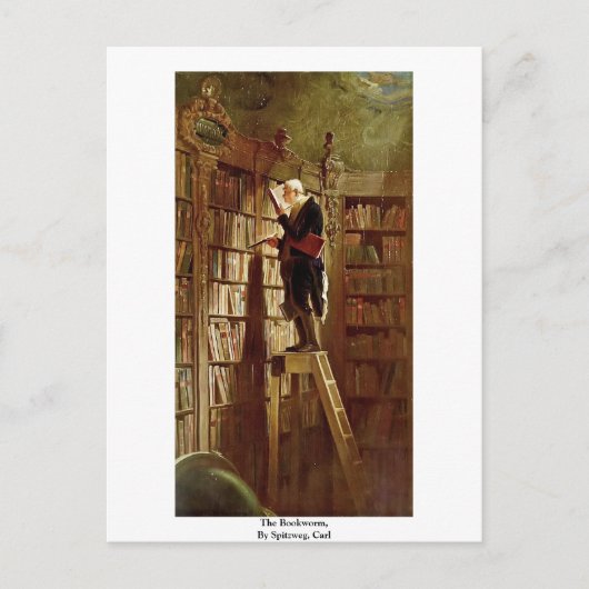 The Bookworm, door Spitzweg, Carl Briefkaart (Voorkant)