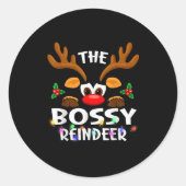 The Bossy Reindeer Christmas Men Women Ronde Sticker (Voorkant)