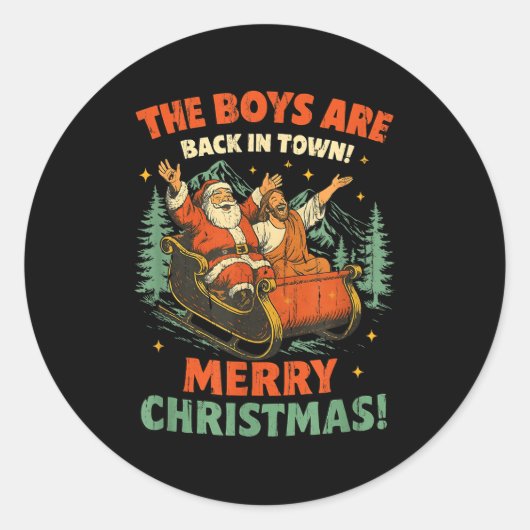 The Boys Are Back In Town Merry Christmas Ronde Sticker (Voorkant)