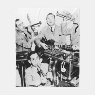 The boys in the bandvintage, music, band, retro, s fleece deken