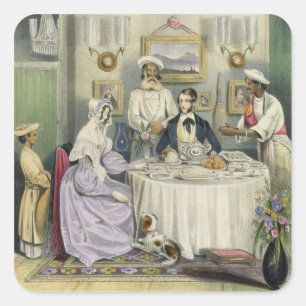 The Breakfast, bord 3 van 'Anglo Indians', engra Vierkante Sticker