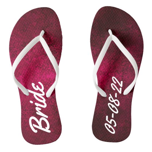 The Bride and Date Mottled Ruby Red Pink Teenslippers (Voetbed)