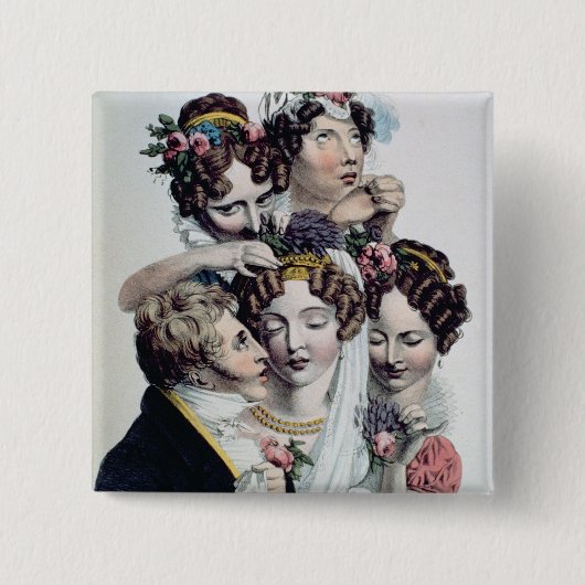 The Bride, c.1820 (litho) Vierkante Button 5,1 Cm (Voorkant)