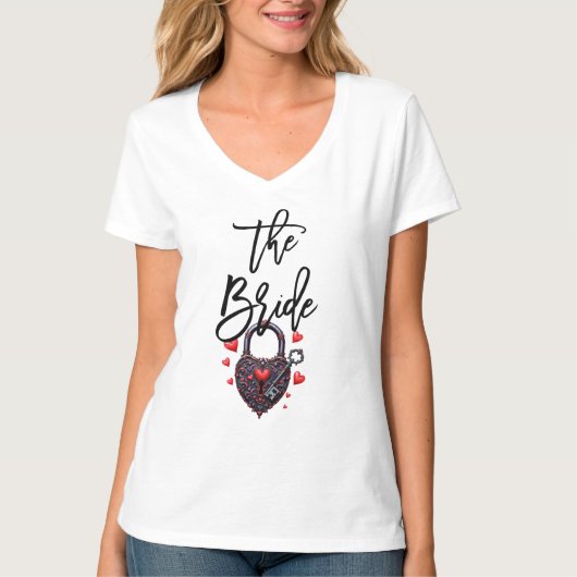 The Bride Goth Heart Lock and Key T-shirt (Voorkant)