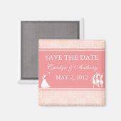 The Bride Roos Pink SAVE THE DATE Magnet Magneet (Voorkant / Achterkant)