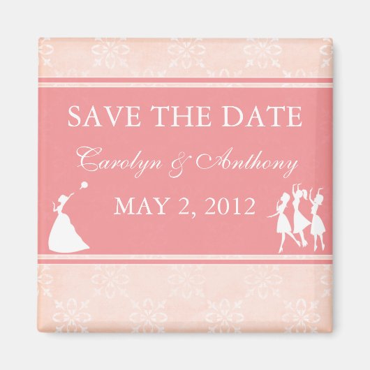 The Bride Roos Pink SAVE THE DATE Magnet Magneet (Voorkant)