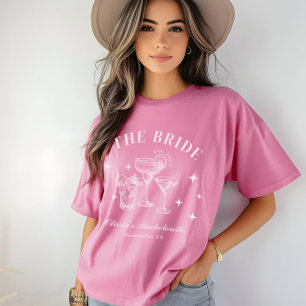 The Bride Travel Hot Pink Cocktail Bachelorette T-shirt