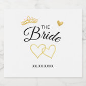 The Bride Wedding Date Elegant Design Sparkling Wijnetiket (Enkel label)