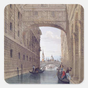 The Bridge of Sighs, Venice, engraved by Lefevre ( Vierkante Sticker