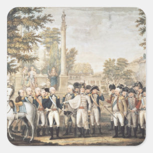 The British Surrendering to General Washington Vierkante Sticker
