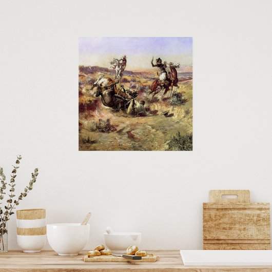 "The Broken Rope" van Charles M Russell Poster (Keuken)
