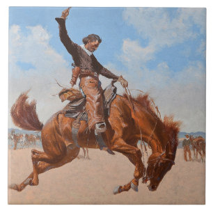 The Bronco Buster (door Frederic Remington) Tegeltje