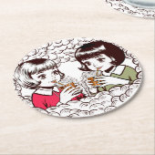 the Bubbling Sisters Ronde Kartonnen Onderzetter (Gebogen)