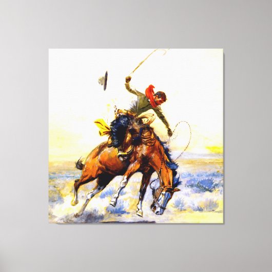 "The Bucker" Westerne kunst van Charles M Russell Canvas Afdruk (Voorkant)