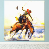 "The Bucker" Westerne kunst van Charles M Russell Canvas Afdruk (Insitu (Houten vloer))