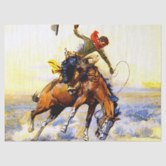 “The Bucker” Westerse kunst van Charles M Russell Tissuepapier