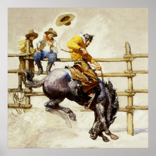 "The Bucking Bronco" door NC Wyeth Poster