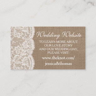The Burlap & Lace Wedding Collectie Website Kaarte Informatiekaartje