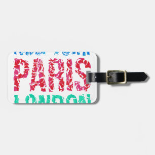 The Capital New York Paris London typografie, t-sh Bagagelabel