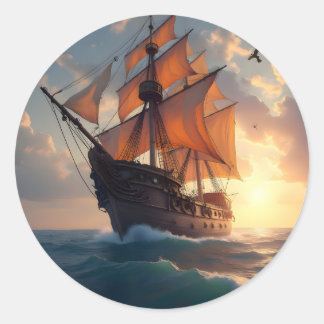 The Captain's Pride – Klassieke Scheepskunst Ronde Sticker