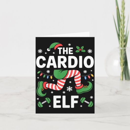 The Cardio Elf Funny Fitness Christmas Gym Workout Kaart (Voorkant)