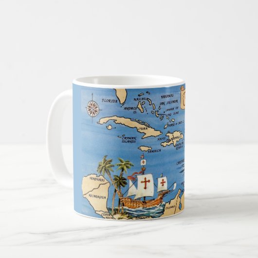 The Caribbean Map Mug Koffiemok (Voorkant links)