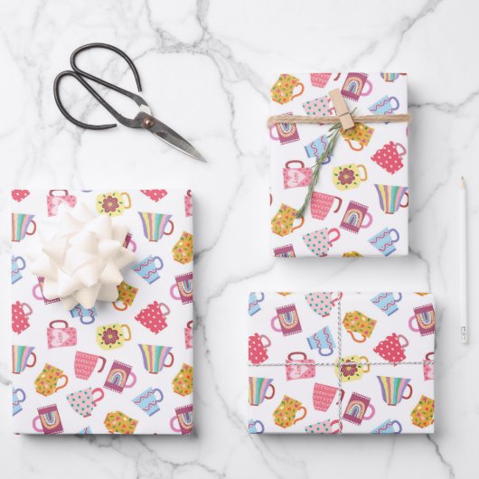 thé carrelé mignon motif enveloppant feuilles de p (Recto)