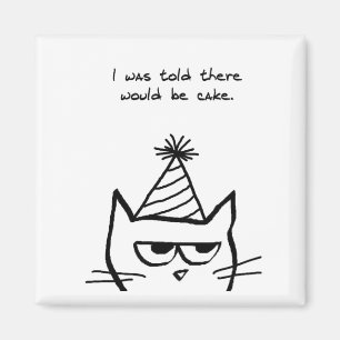 The Cat Hates Birthdays - Funny Cat Magnet Magneet