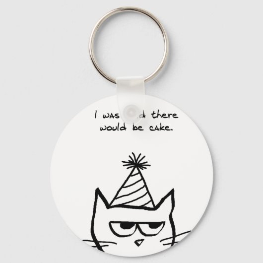 The Cat Hates Birthdays - Funny Cat Sleutelhanger (Voorkant)