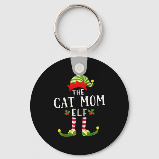 The Cat Mom Elf Christmas Matching Pajama Men Wome Sleutelhanger (Voorkant)