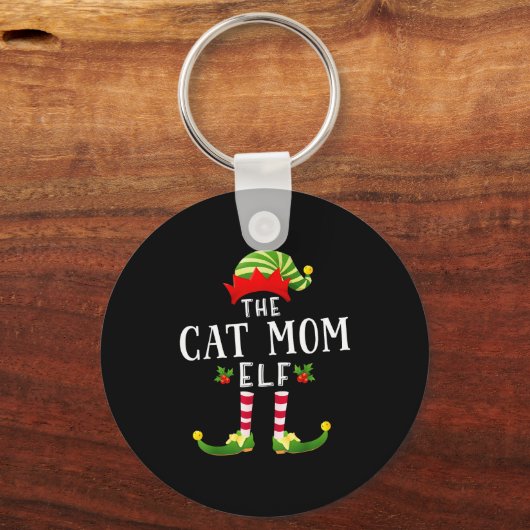 The Cat Mom Elf Christmas Matching Pajama Men Wome Sleutelhanger (Voorkant)
