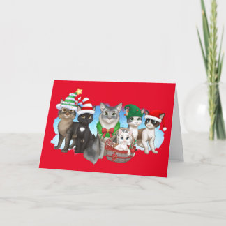 The Cats and Crew Christmas Kaart 5" x 7"